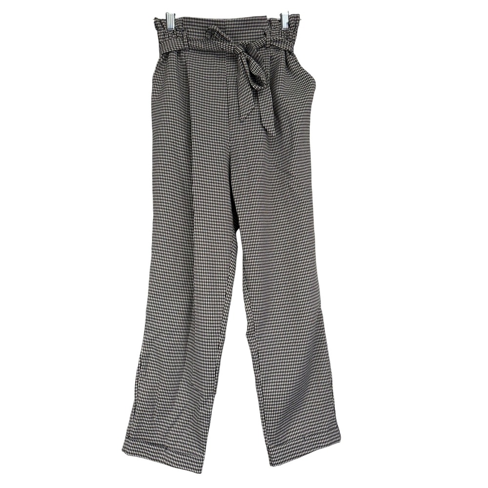 Sienna Sky Gingham Paperbag Waist Pants Black White Plaid High‎ Rise Small